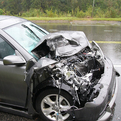 Wrecked and totaled car after accident